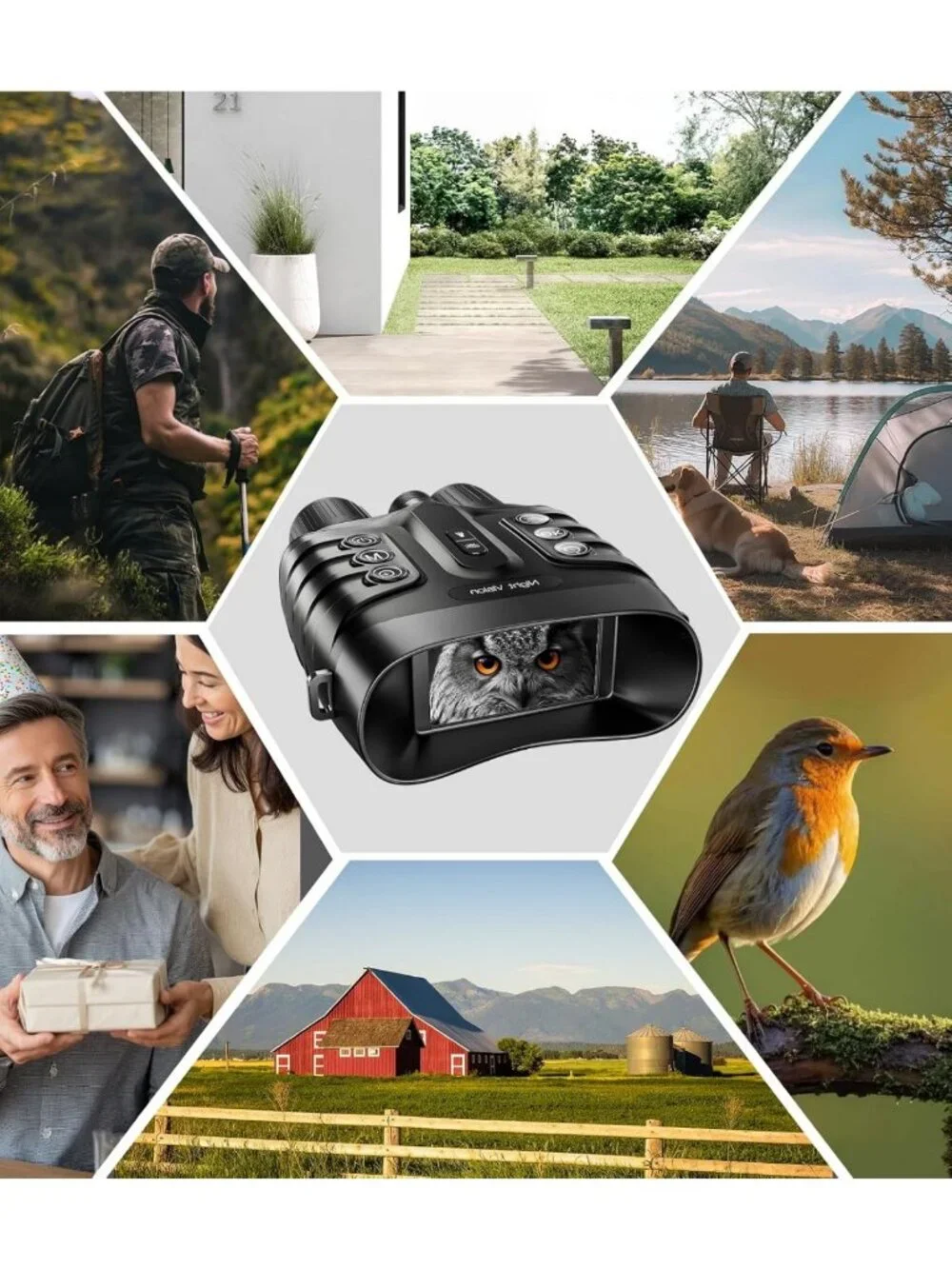 4K Night Vision Binoculars with 8X Zoom, 48MP, HD Screen & 32GB Card - Ideal for